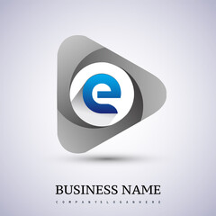 logo letter E rounded in the triangle shape, Vector design template elements for your Business or company identity.
