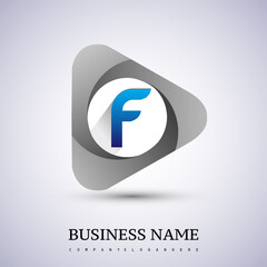 logo letter F rounded in the triangle shape, Vector design template elements for your Business or company identity.