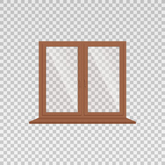 Two parts wooden window frame template, realistic vector illustration isolated.