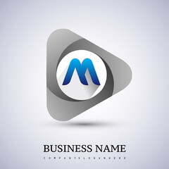 logo letter M rounded in the triangle shape, Vector design template elements for your Business or company identity.