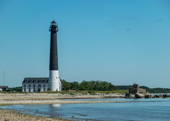 Sightseeing of Saaremaa island in sunny clear day . Sorve lighthouse, Saaremaa island, Estonia