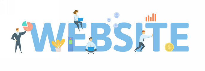 Website. Concept with keywords, people and icons. Flat vector illustration. Isolated on white background.