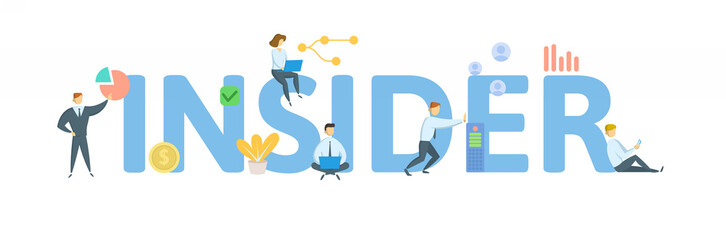 Insider. Concept with keyword, people and icons. Flat vector illustration. Isolated on white background.