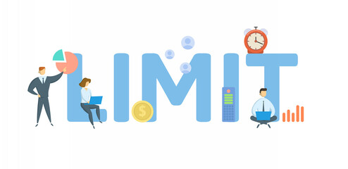Fototapeta premium Limit. Concept with keyword, people and icons. Flat vector illustration. Isolated on white background.