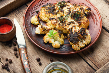 Fried cauliflower on a plate