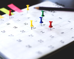 Calendar and scheduled appointments with pins.