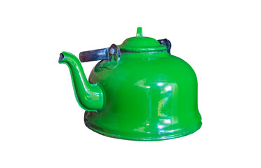 Metallic green teapot Isolated retro style , tea ceremony,