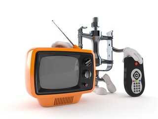 Bicycle pedal character with tv set and remote