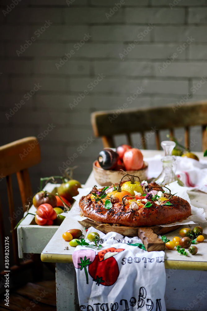 Wall mural tomato and feta tart.style rustic.