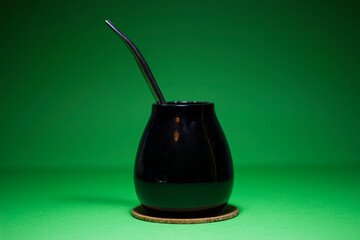 Calabasas, bombilla for Yerba mate on a green background