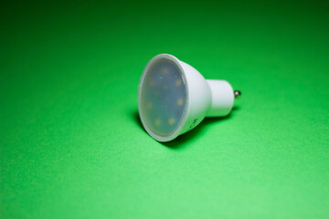 led lamp on a green background