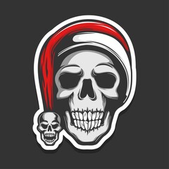 Skull wearing Santa Claus hat