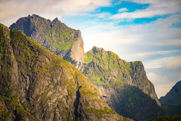 Fototapeta na wymiar Fjord and mountains landscape. Lofoten Norway