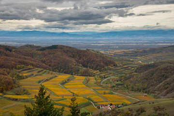 Blick vom Eichelspitzturm im Kaiserstuhl im Herbst