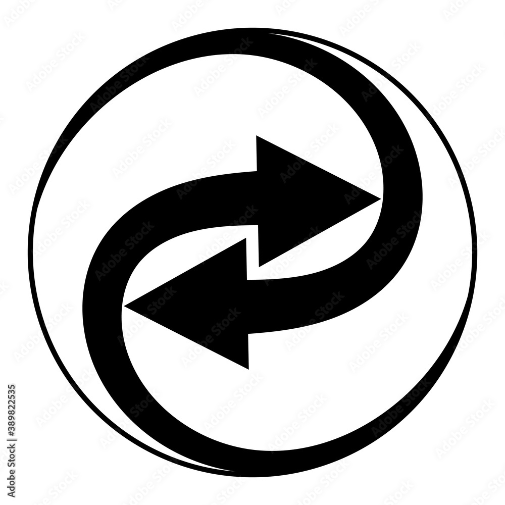 Poster swirling arrows integration sign, vector arrows spin in circle icon integration symbol