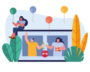 people opening gifts in tablet characters scene