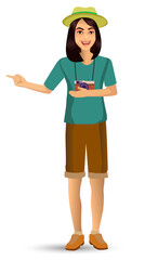 people vacation, woman in traveling. Design template elements. celebrations holidays and activities isolated vector illustration