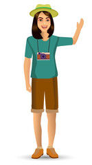 people vacation, woman in traveling. Design template elements. celebrations holidays and activities isolated vector illustration