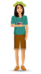 people vacation, woman in traveling. Design template elements. celebrations holidays and activities isolated vector illustration