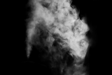 White smoke cloud on black background