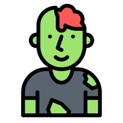 Zombie costume icon, Halloween costume party