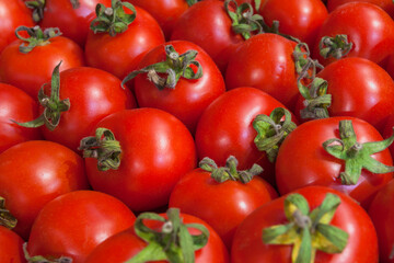 Mini cherry tomatoes. Vegetable background from juicy and ripe tomatoes.