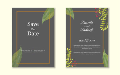 Floral wedding invitation template design with two side