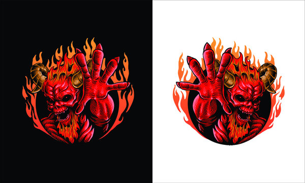 red fire demon vector illustration
