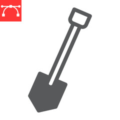 Shovel glyph icon, construction and agriculture, shovel sign vector graphics, editable stroke solid icon, eps 10.