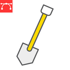 Shovel color line icon, construction and agriculture, shovel sign vector graphics, editable stroke filled outline icon, eps 10.