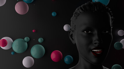 Abstract black Face 3d rendering
