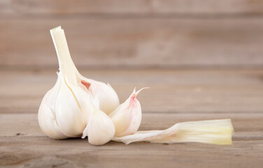 A fresh garlic on the table