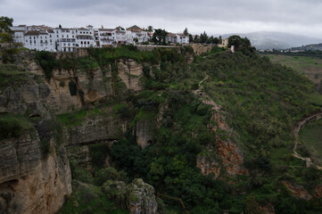 Fototapeta na wymiar Panorama of Ronda, Cliffs and Surrounding Andalusian Landscape, Spain