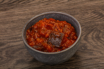Eggplant saute with tomato and herbs