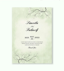 Wedding invitation template design with flower and leaves