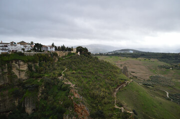 Fototapeta na wymiar Panorama of Ronda, Cliffs and Surrounding Andalusian Landscape, Spain