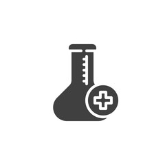 Medical test vector icon. filled flat sign for mobile concept and web design. Laboratory flask plus glyph icon. Medical research symbol, logo illustration. Vector graphics