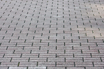 perspective view monotone gray brick stone pavement