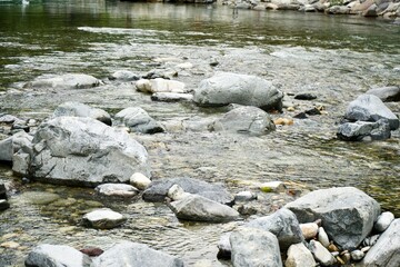 The view of river and stones in Japan.