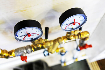 Heating system of a country house. Close-up.