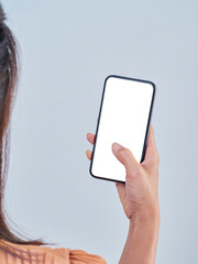 Close up of woman using smartphone