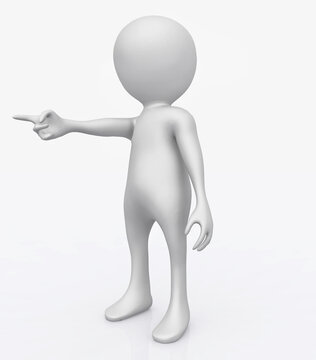 3D Figur mit erhobenem Arm und ausgestrecktem Zeigefinger