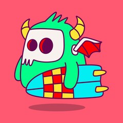 kawaii doodle cartoon monster designs for wallpaper, stickers, coloring books, pins, emblems, logos and more