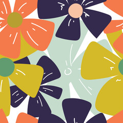 Seamless pattern with abstract flowers. for fabric print, textile, gift wrapping paper. colorful vector with pastel color, flat style