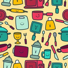 kawaii doodle design cartoon cooking utensils for stickers, backgrounds, wallpapers, clothes, decorations and more