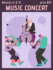 Obraz premium Jazz band playing music at festival, concert or perform on stage