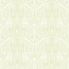 Paisley seamless pattern in vector on beige background, fabric, Wallpaper, textile, abstract Tulip print