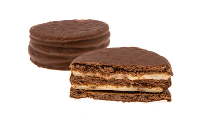 cookies in chocolate glaze isolated