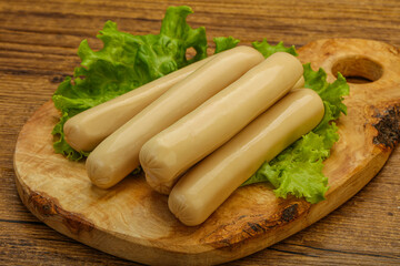 Chicken white sausage with salad