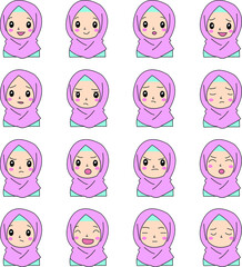 vector hijab beautiful girl expression
